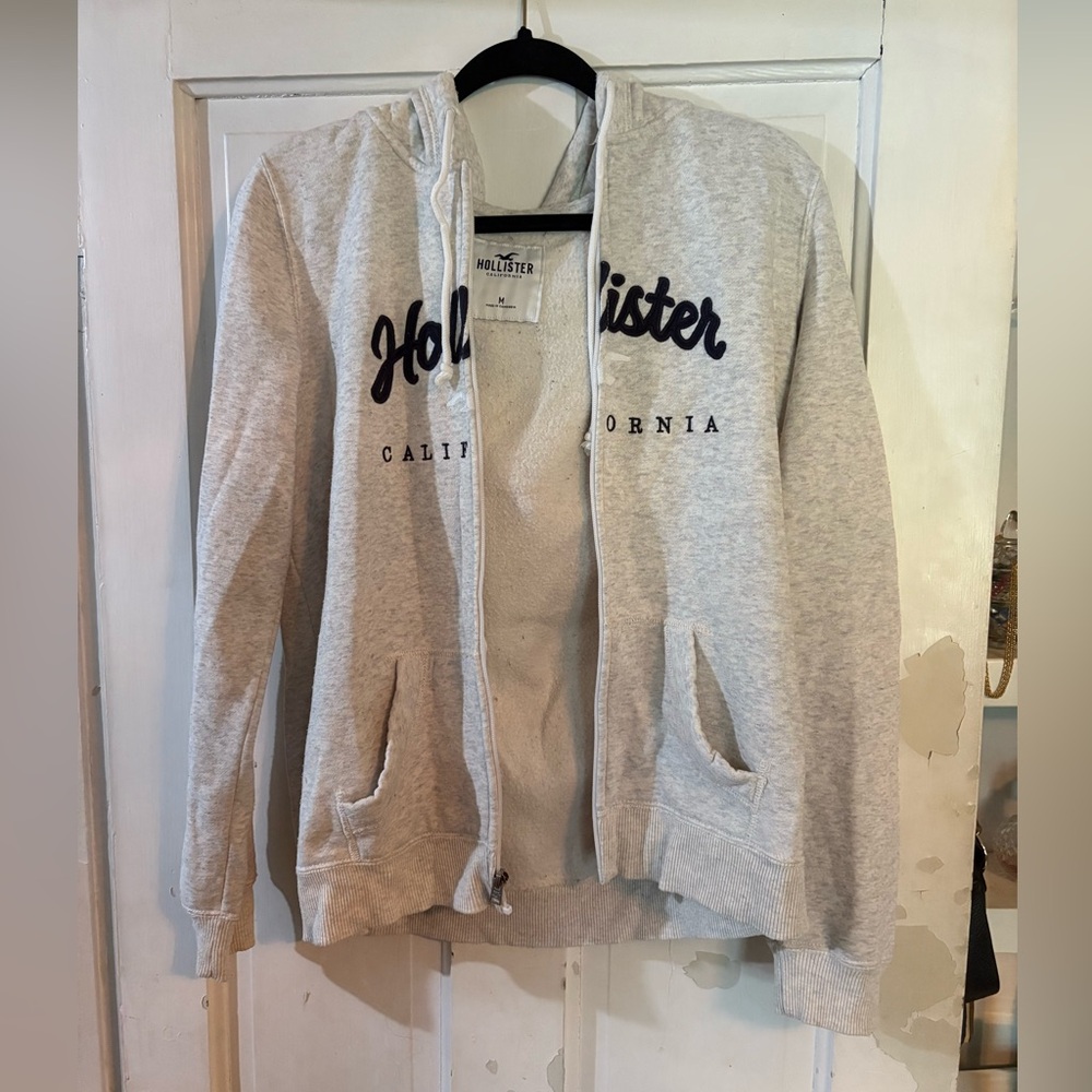 Hollister Cream Hoodie with Logo